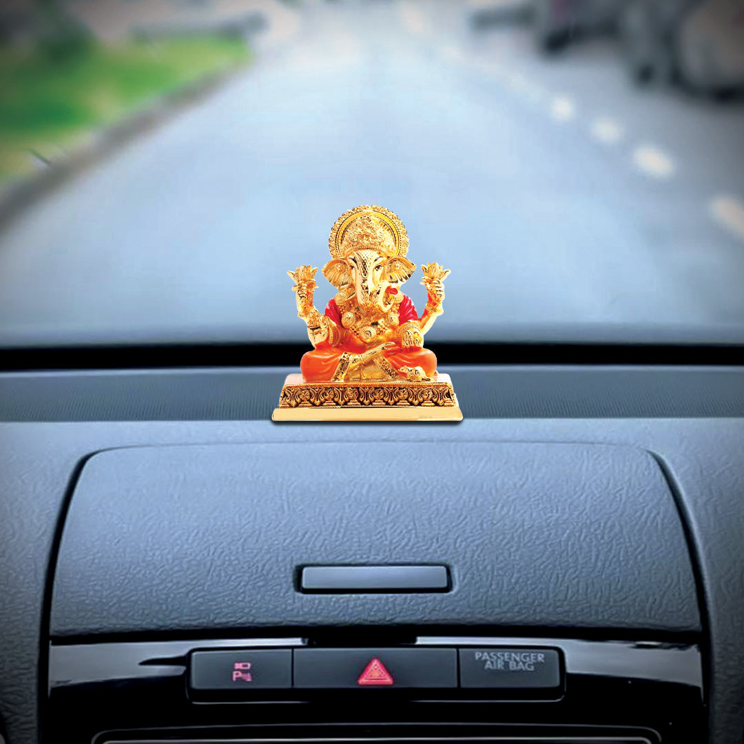 Dagdushet Ganesha Idol Gold – 5 Inches Spiritual Statue for Home Decor and Pooja