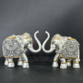 Pack of 2 Silver Vastu Elephants for Home Decor and Gifting