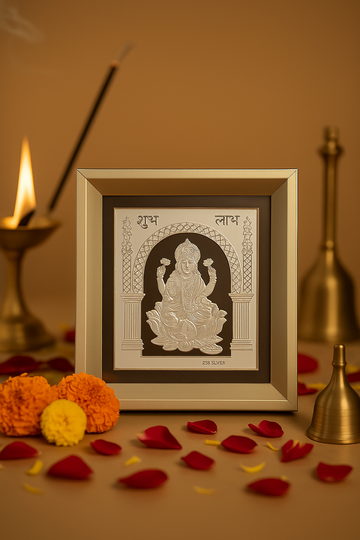 Goddess Laxmi Silver Frame for Home Decor and Gifting