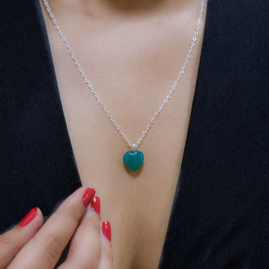 Green Jade Stone Pendant with Chain Wemy Store