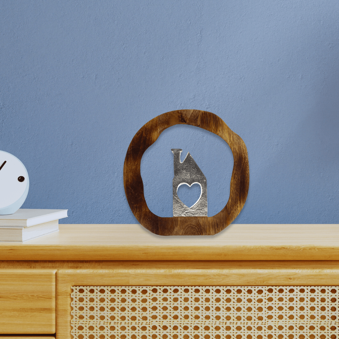 House with Heart Decorative Showpiece on the desk
