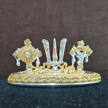 6-Inch Shankha Chakra Tilak Stand for Car Dashboard, Pooja, and Office Desk