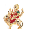 This is a Collectible India Gold Plated Goddess Maa Durga Sherawali MATA Idol Statue, commonly used for car dashboards, mandirs (home altars), pooja (worship), or as a decorative item for home or office