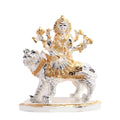Gold and silver plated Maa Durga idol on lion.