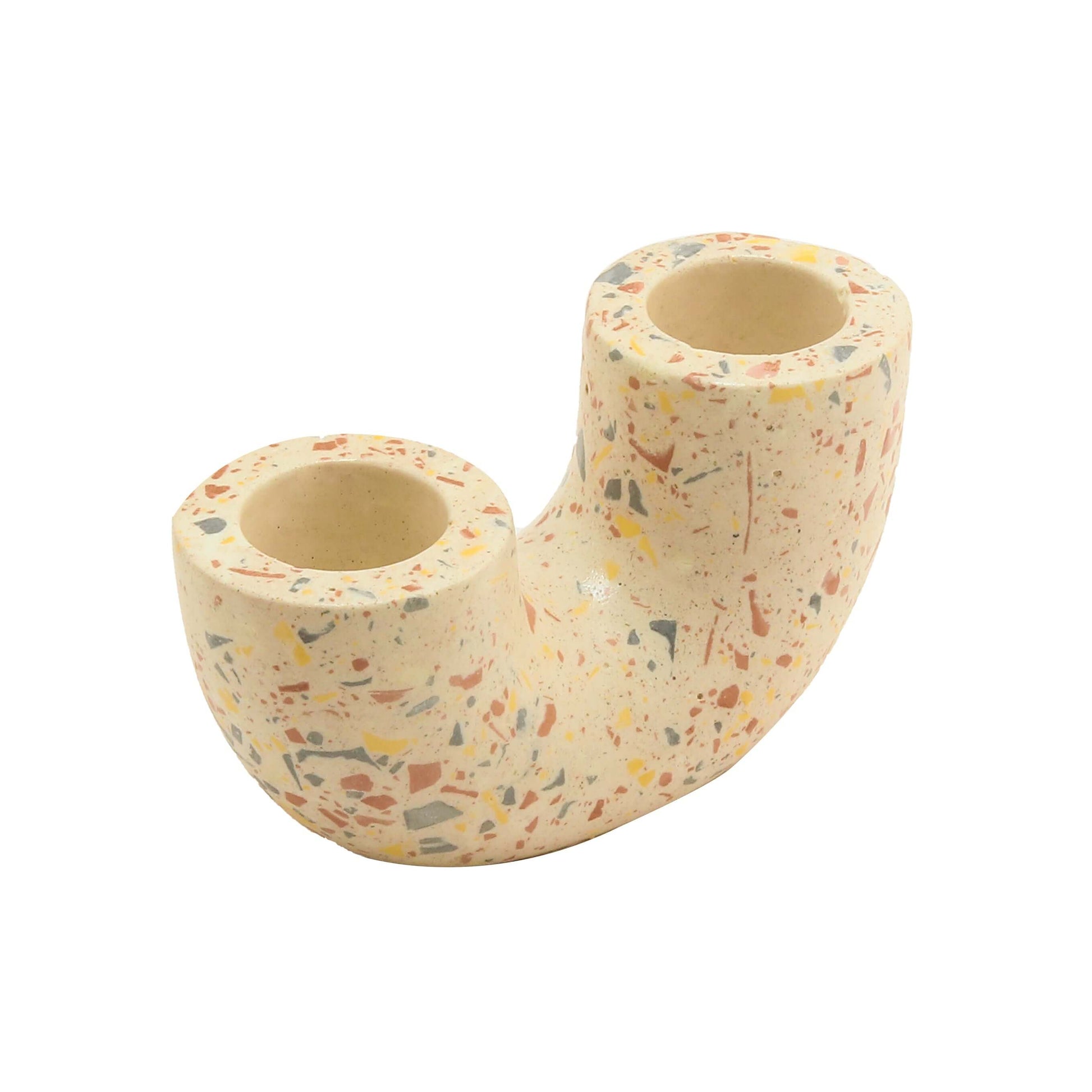 White U Shaped Candle Holder