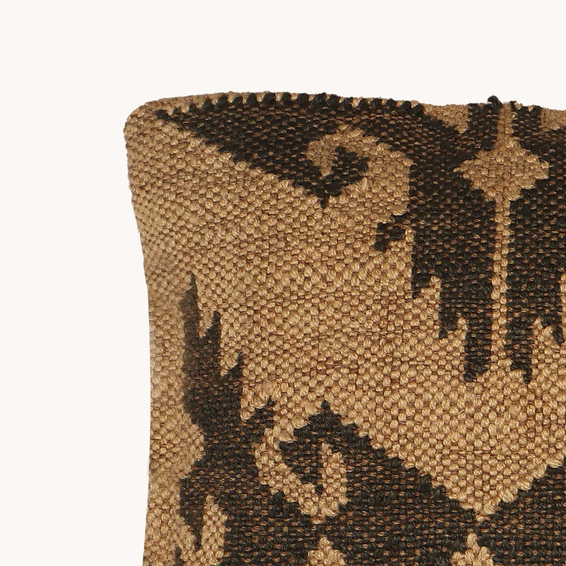 Hand Woven Jute Cushion Cover closeup photo of one corner