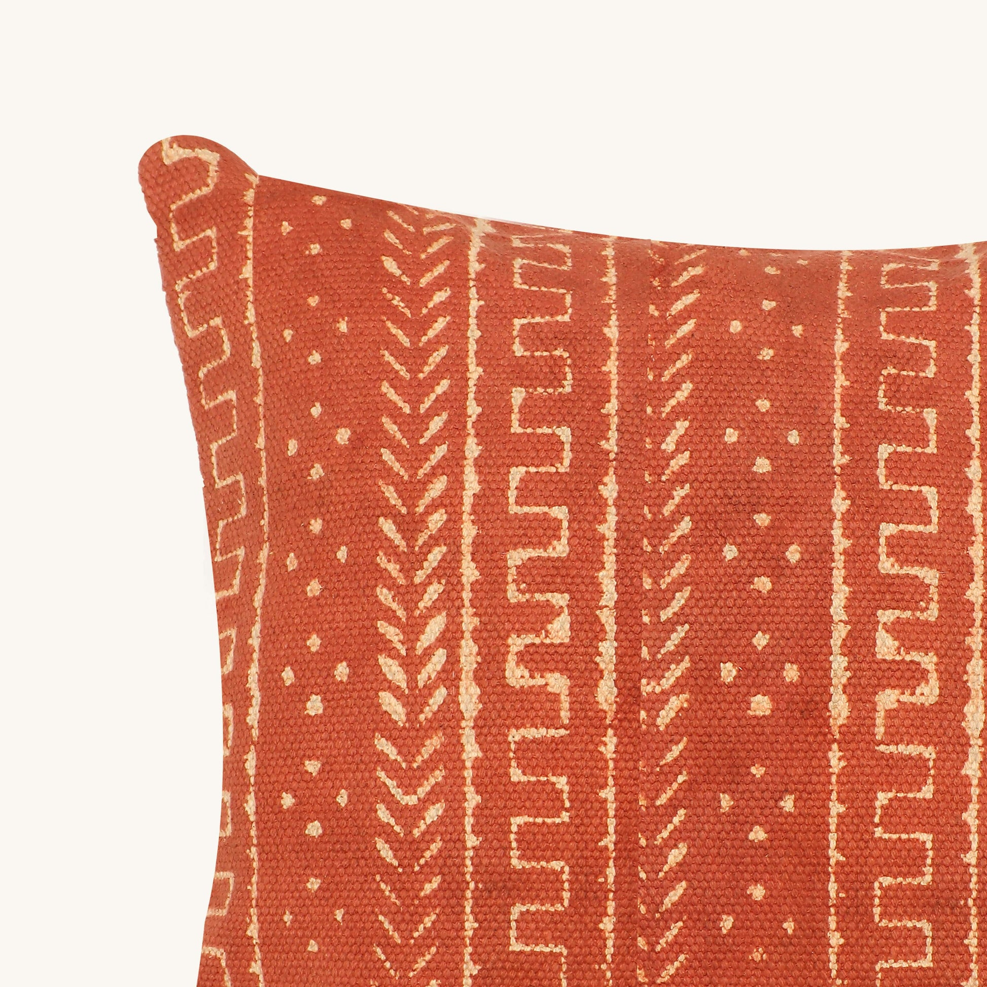 orange color Rust Mudcloth Block Print Cushion Cover