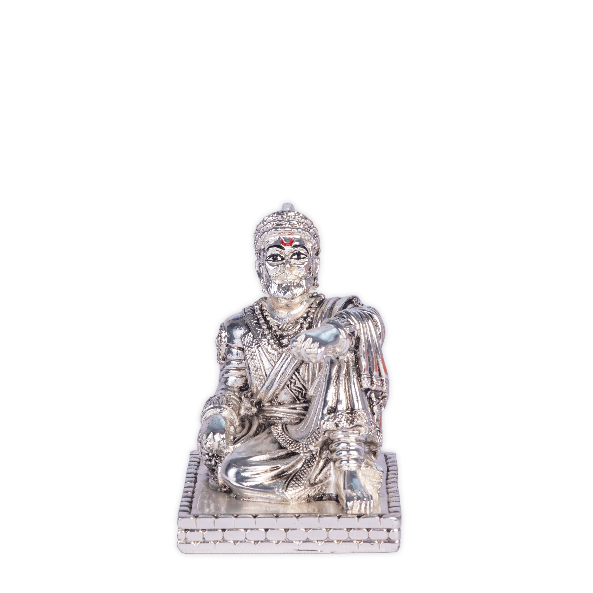 silver Chhatrapati Shivaji Maharaj Idol (3.5 inches) white back ground