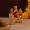 Place this beautiful Gold Plated Goddess Maa Durga Sherawali idol in your home temple or on your car dashboard to invite divine protection and strength into your daily life.