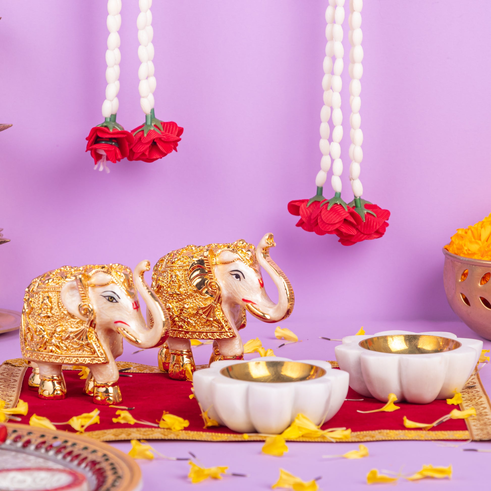 White Elephant and Flower tealight Combo