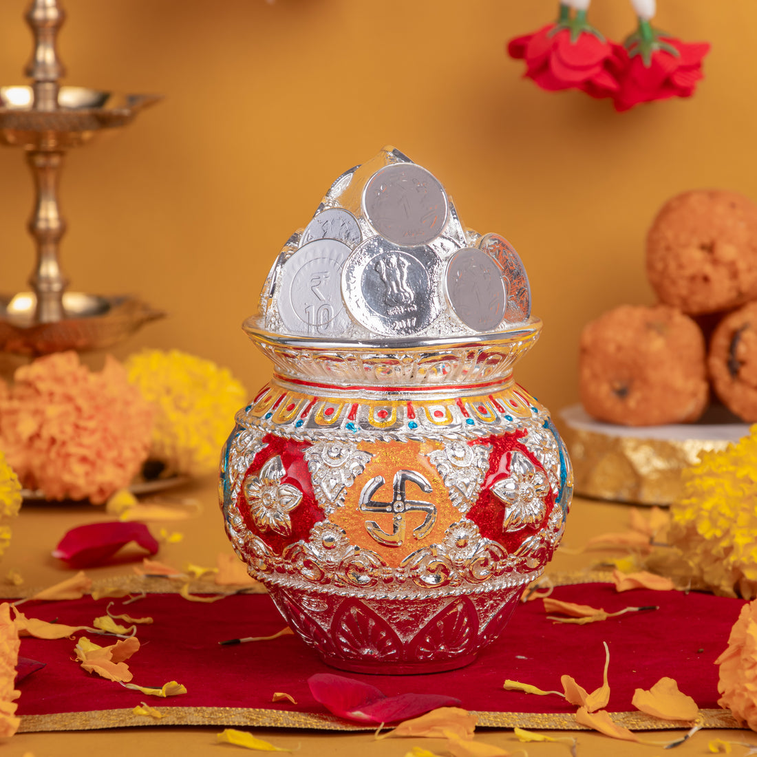 Silver Kuber Kalash for Pooja, Gifting, and Diwali Decor