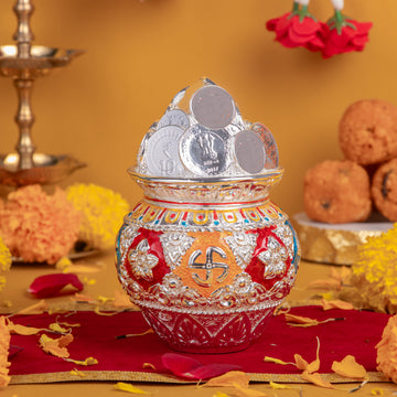 Silver Kuber Kalash for Pooja, Gifting, and Diwali Decor