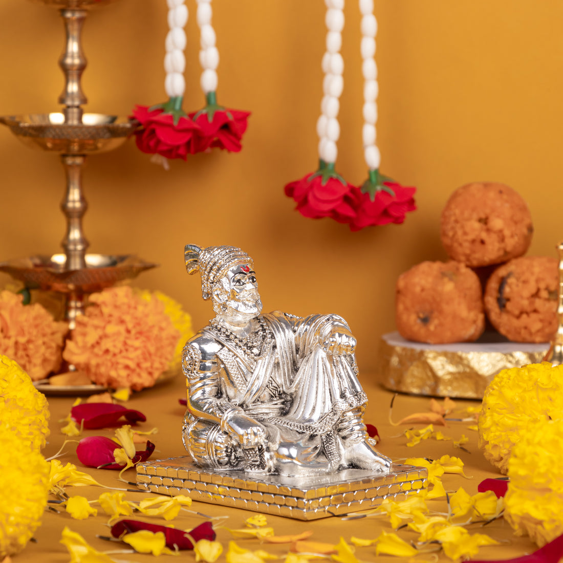3.5-Inch Chhatrapati Shivaji Maharaj Idol silver