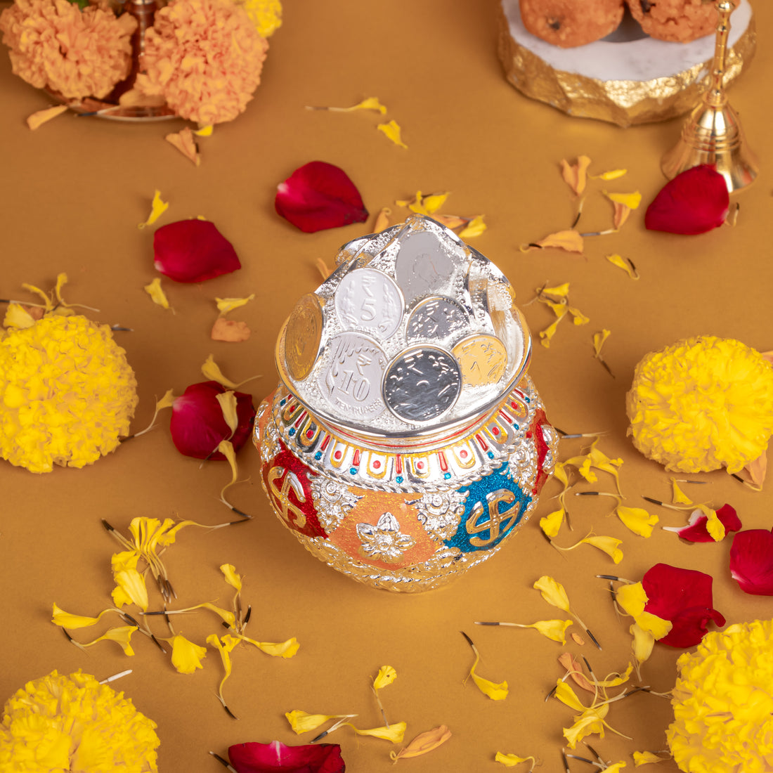 Silver Kuber Kalash for Pooja, Gifting, and Diwali Decor