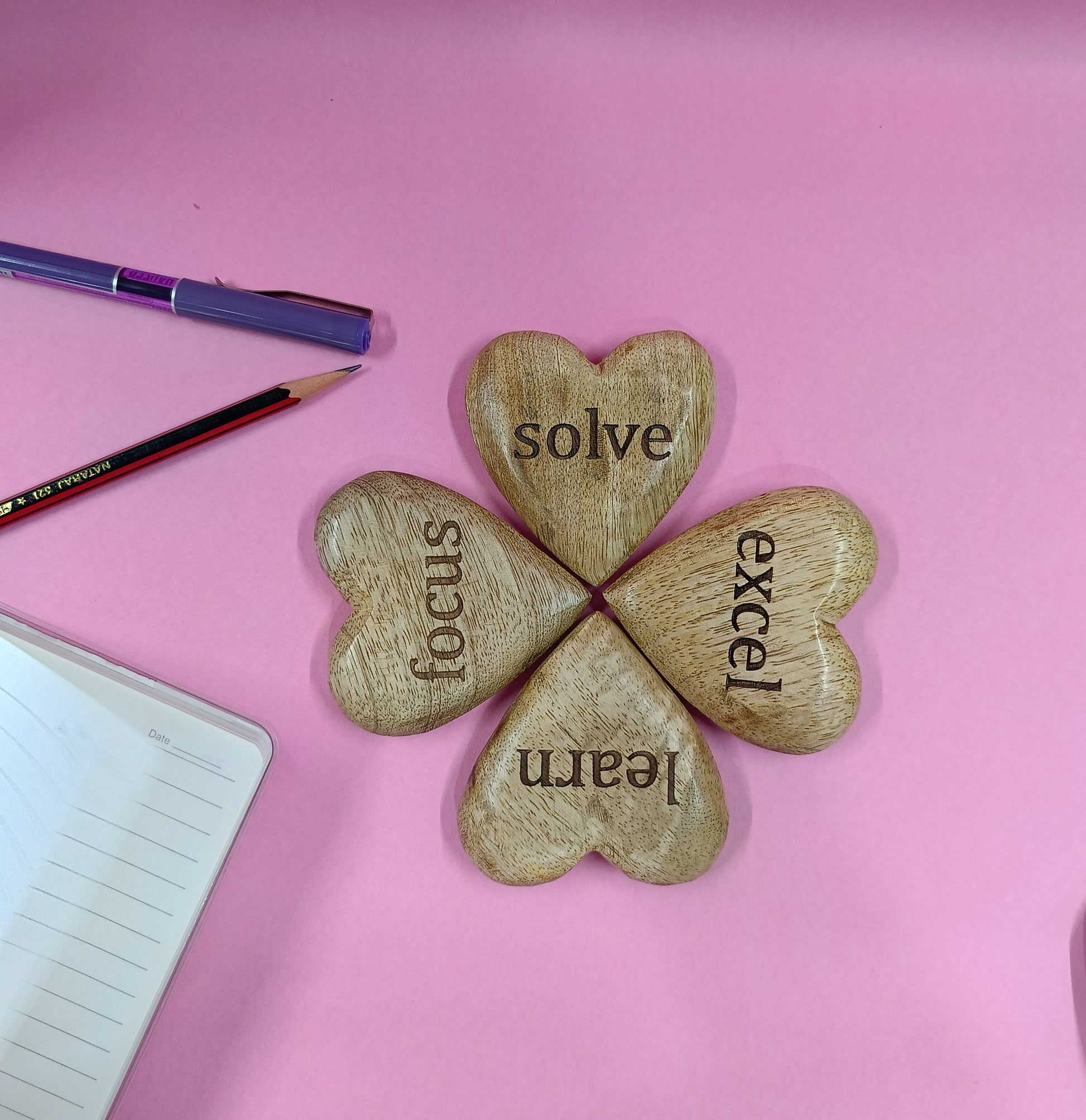 Best  Motivation Wooden Carved Hearts