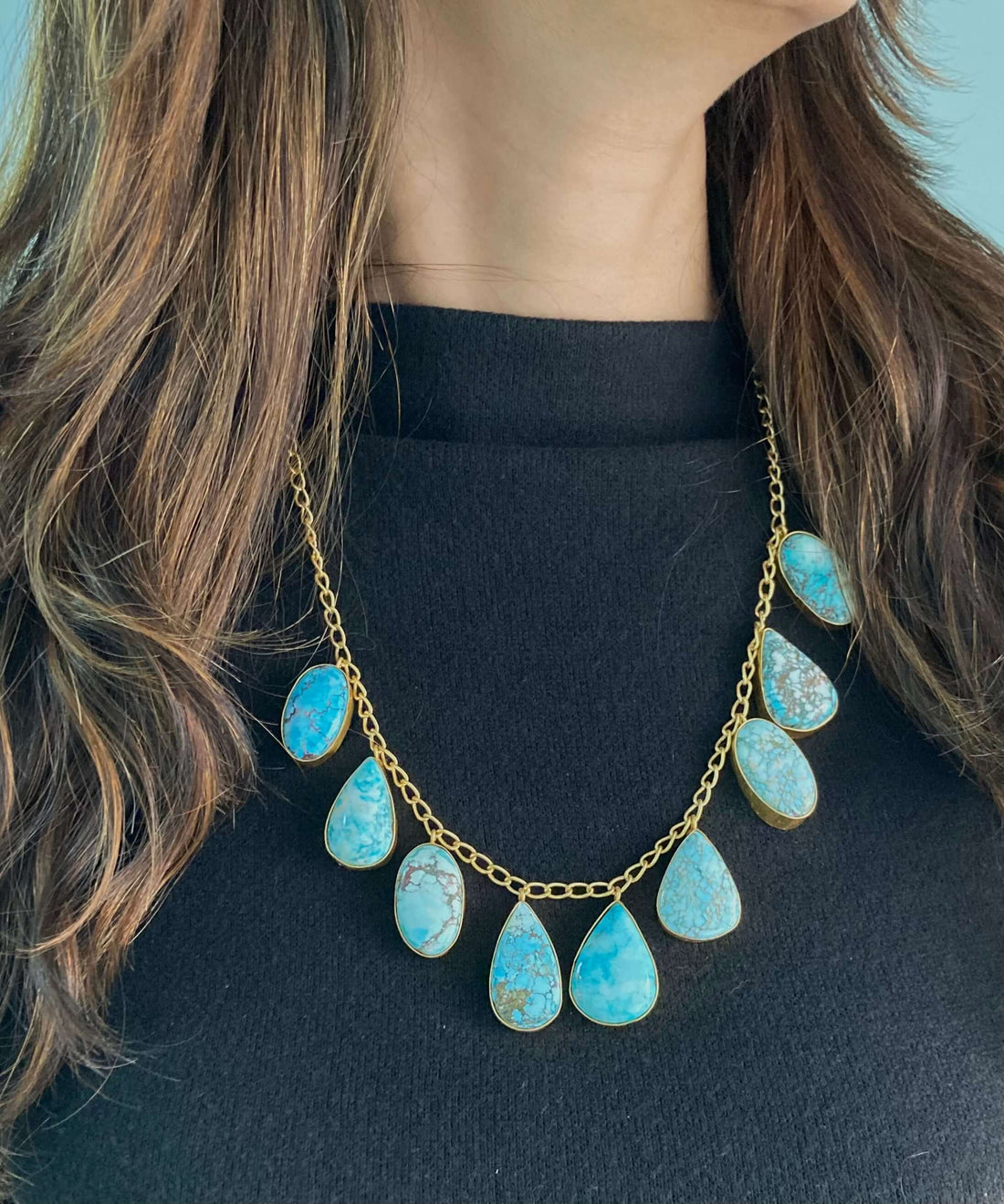 9 Stone Blue chain necklace