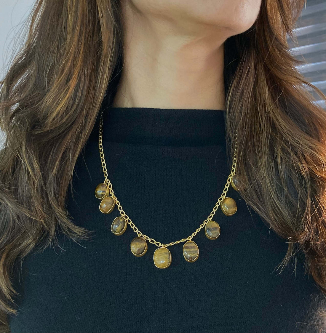 9 Stone Blue chain necklace