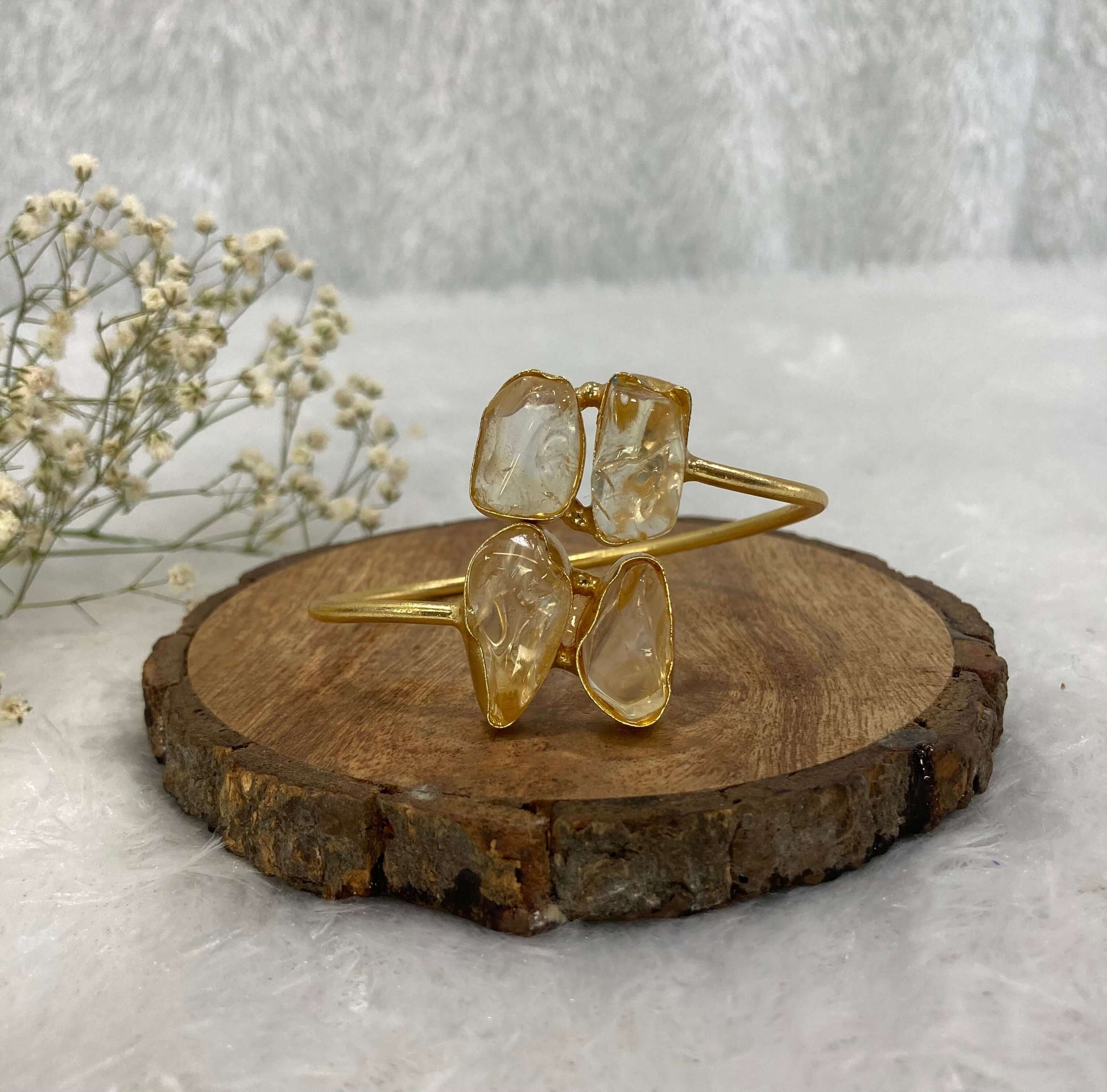 4 Stone adjustable golden color cuff