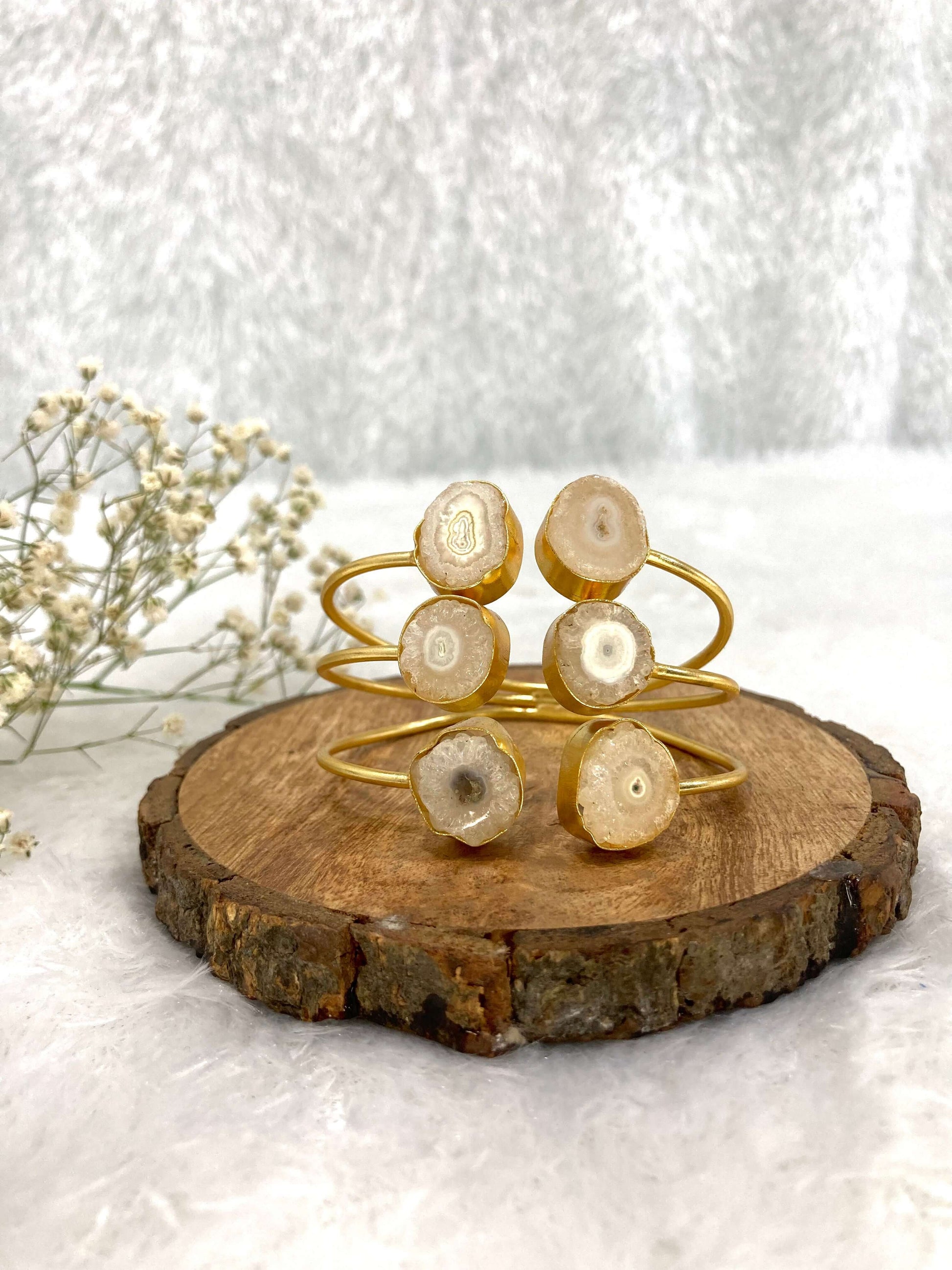 6 Stone adjustable light brown color ear cuff