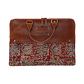 Hand Held Leather with block print laptop sleeve Maroon