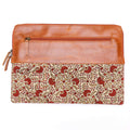 Leather bag with block print laptop sleeve Floral