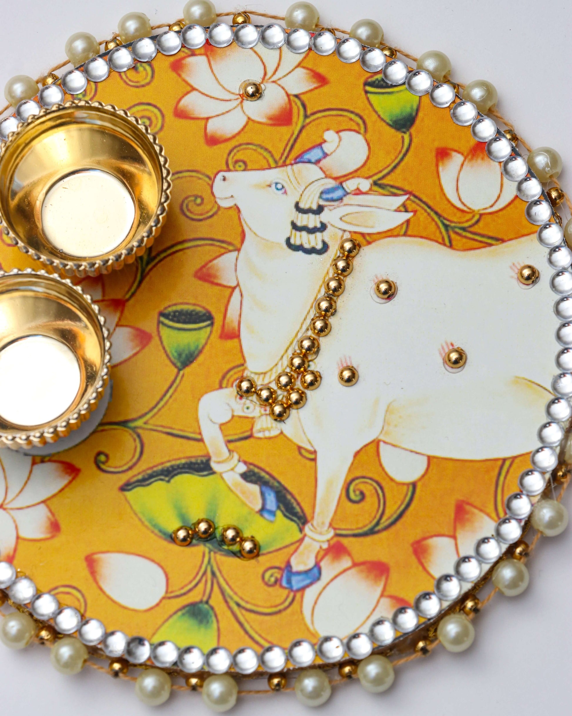 Pichwai Roli Chawal Platter with traditional design