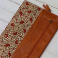 Leather with block print laptop sleeve Floral