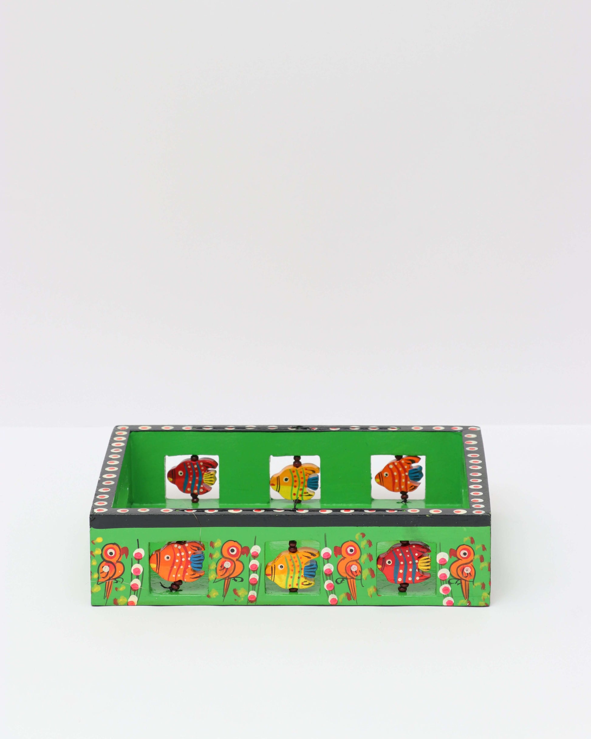 Green Handmade Handpainted wooden Tray