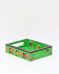 Green Handmade Handpainted Wooden Tray with artistic design