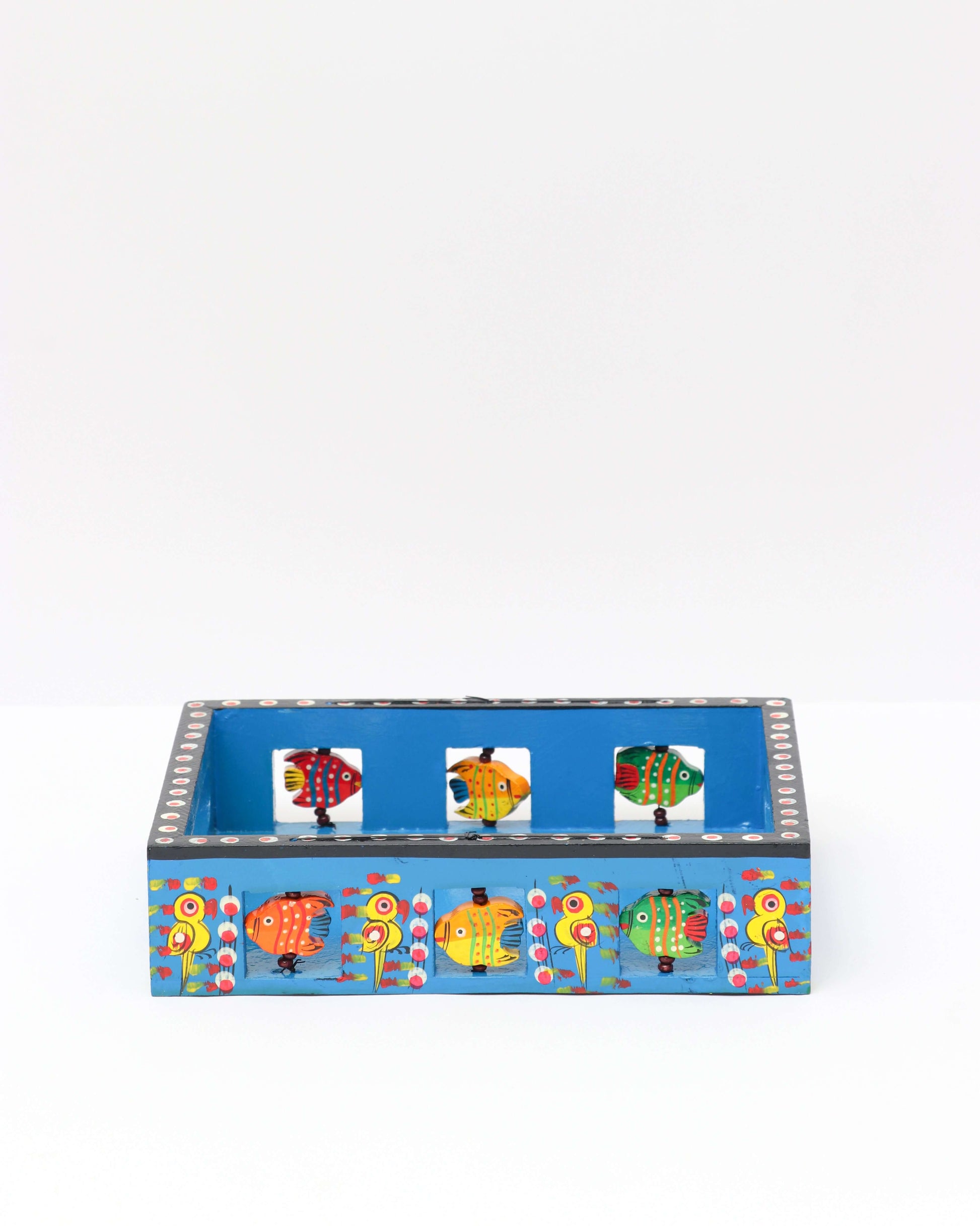 blue Handmade Handpainted wooden Tray