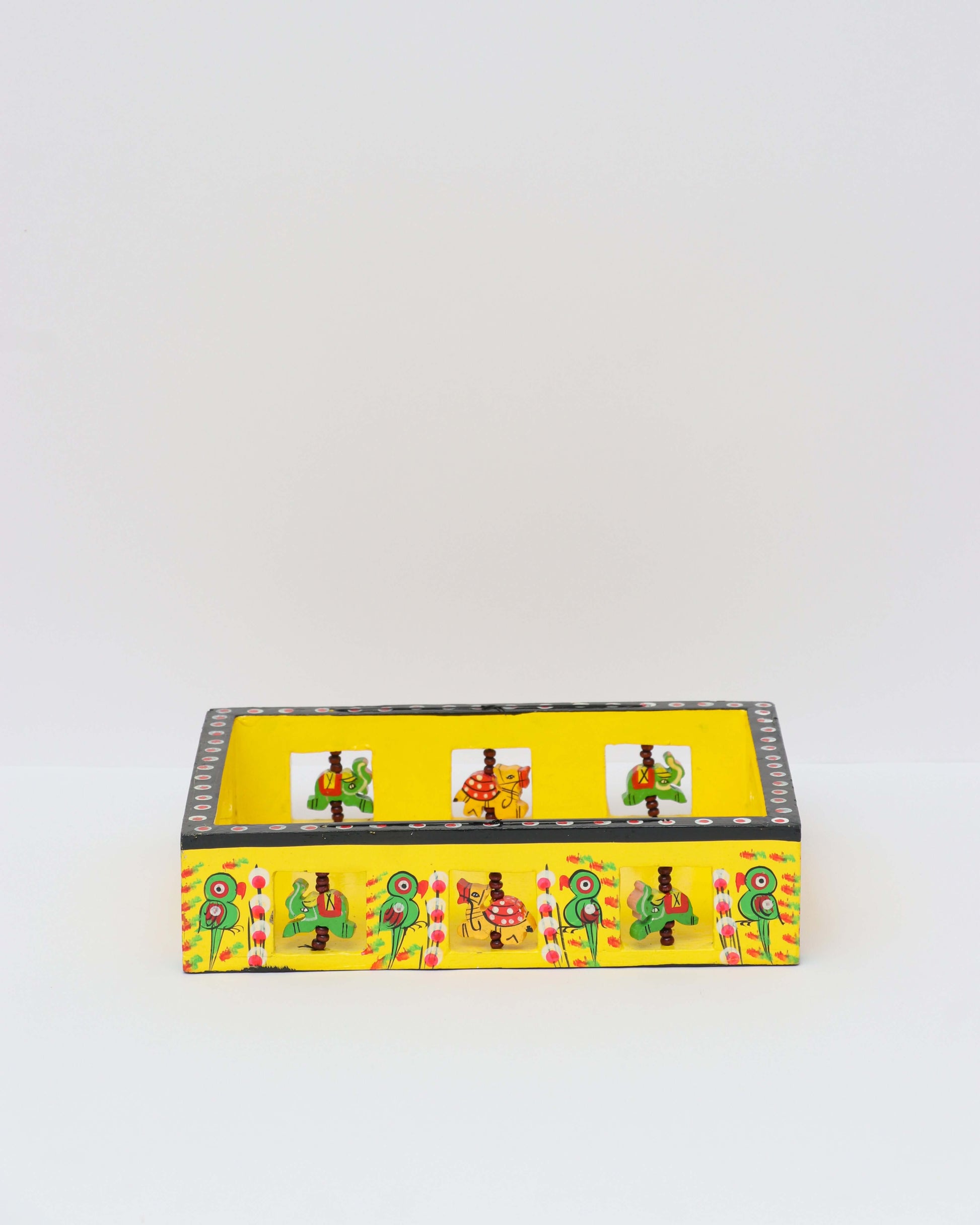 yellow Handmade Handpainted wooden Tray