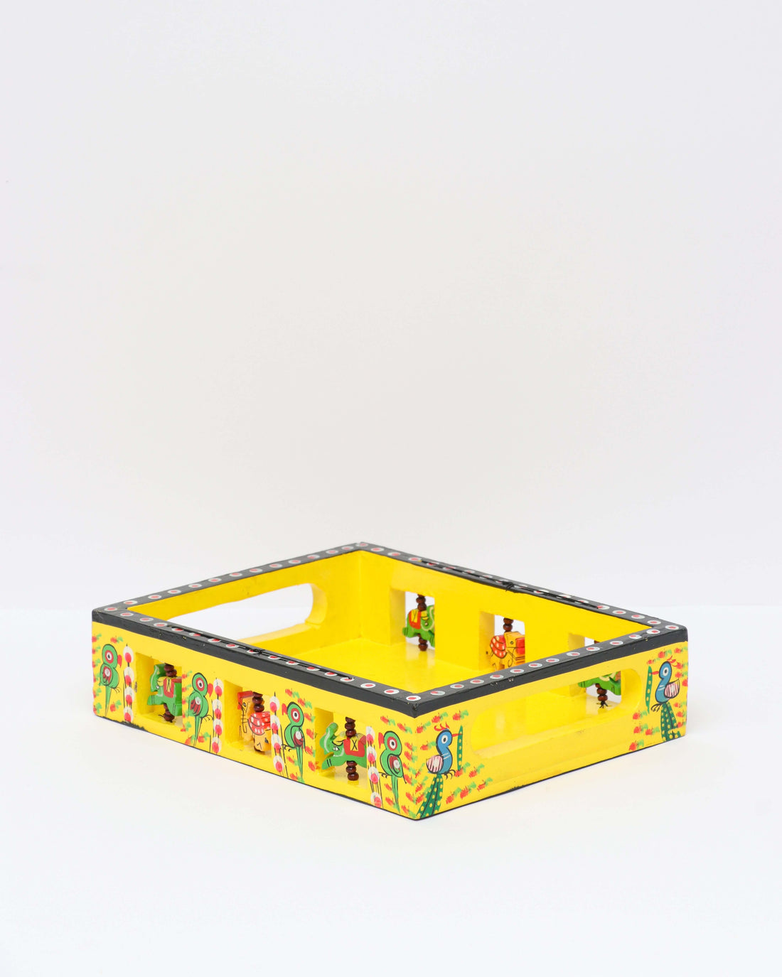 Blue Handmade Hand painted Wooden Tray with artistic design