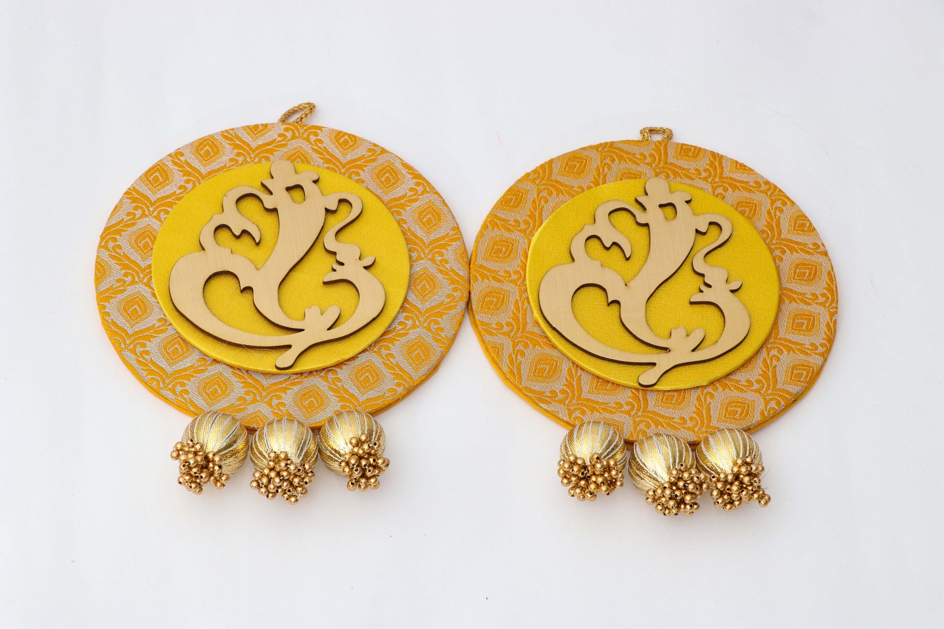 set of 2 Yellow Ganpati Decor hanging pair