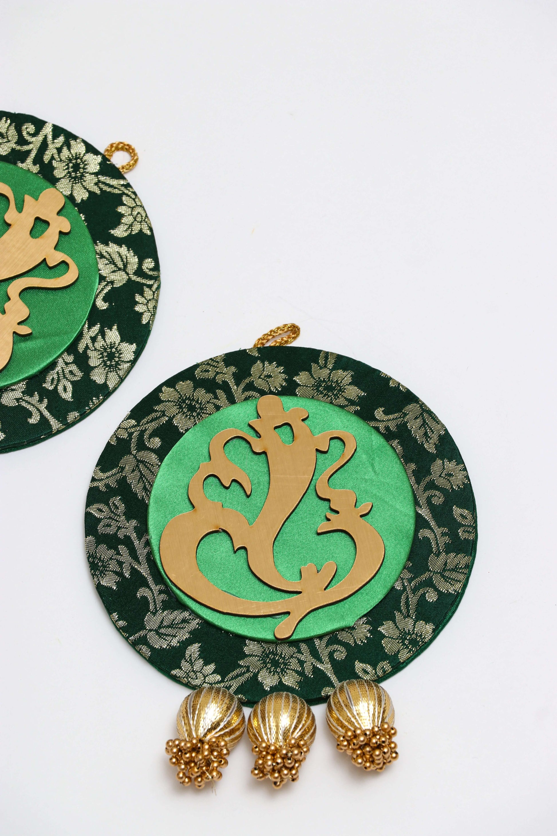 Green Ganpati Decor hanging pair