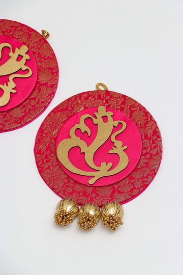 pink Ganpati Decor hanging pair
