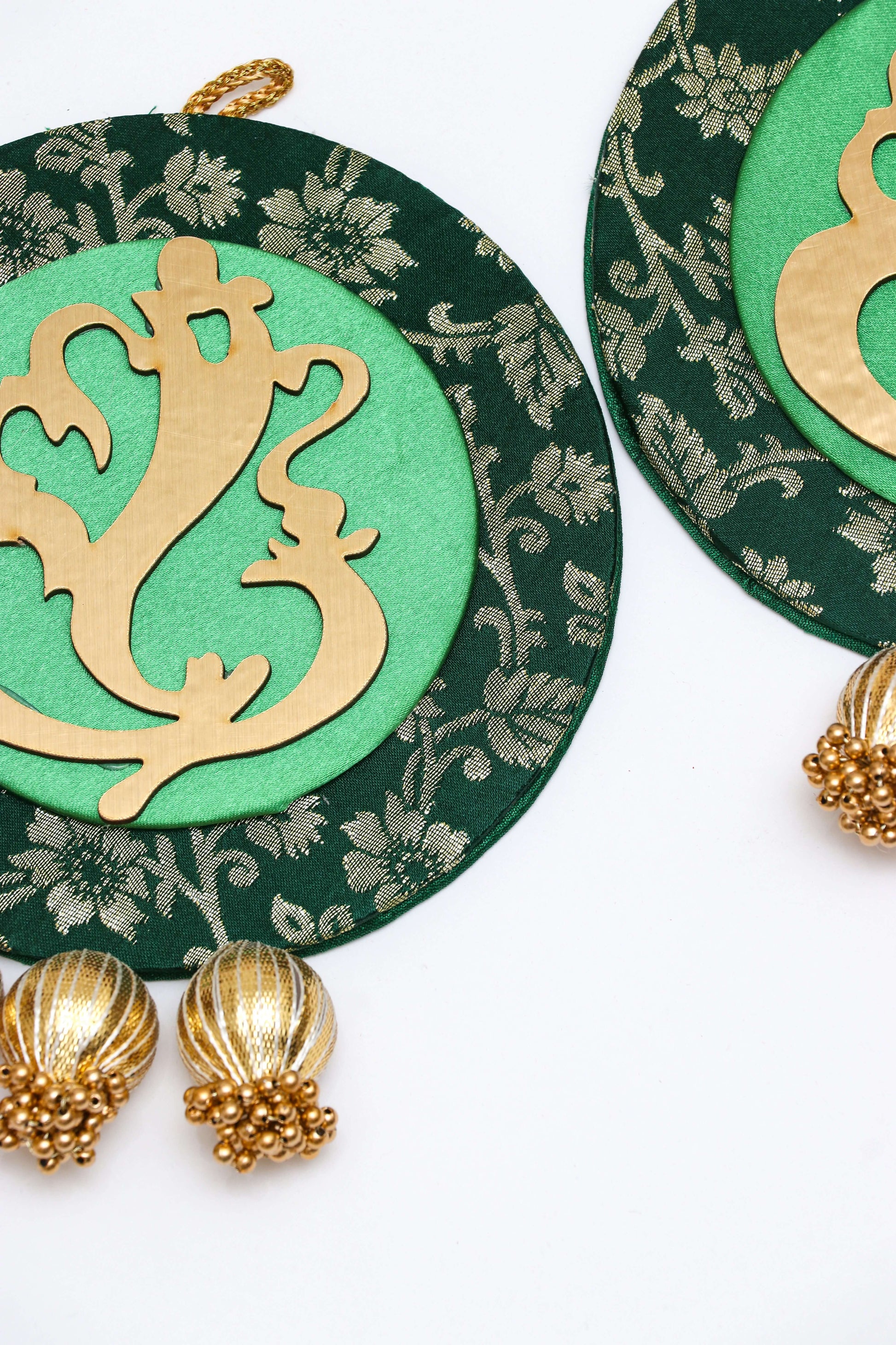Green color Ganpati Decor hanging pair