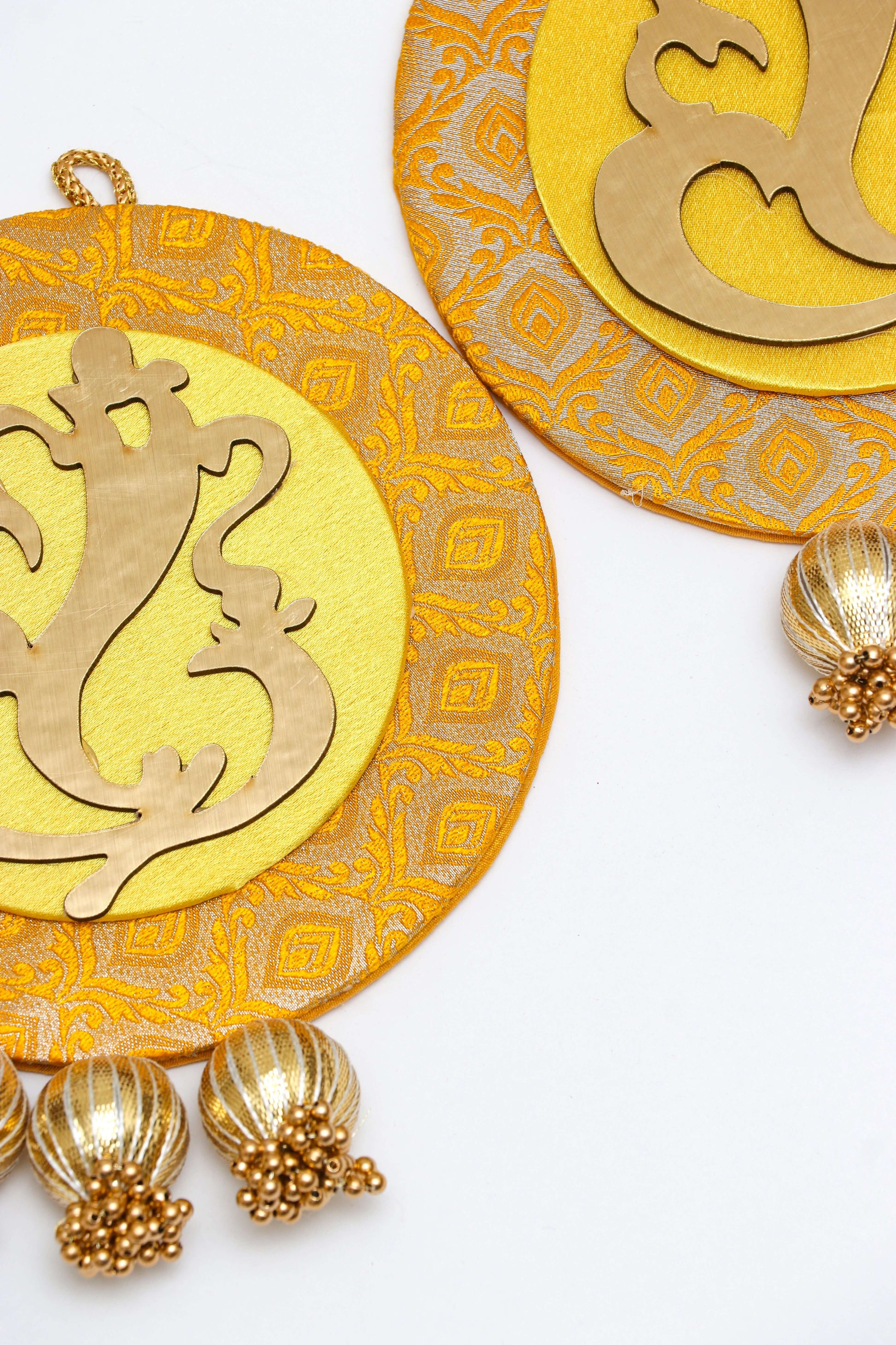 yellow Ganpati Decor hanging pair