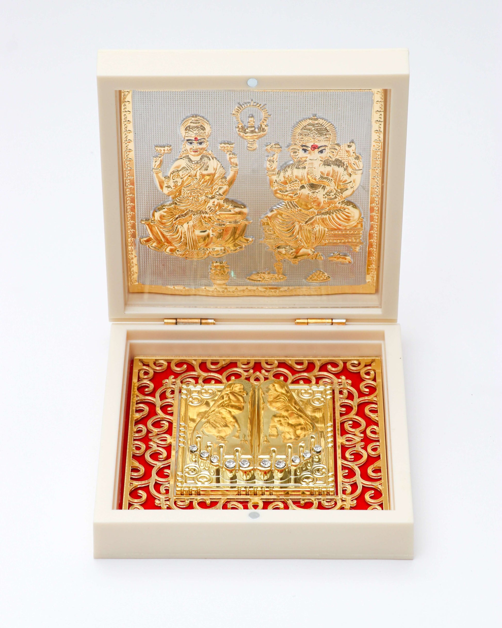 Golden Lakshmi Ganesha Charan Paduka for Pooja and Gifting