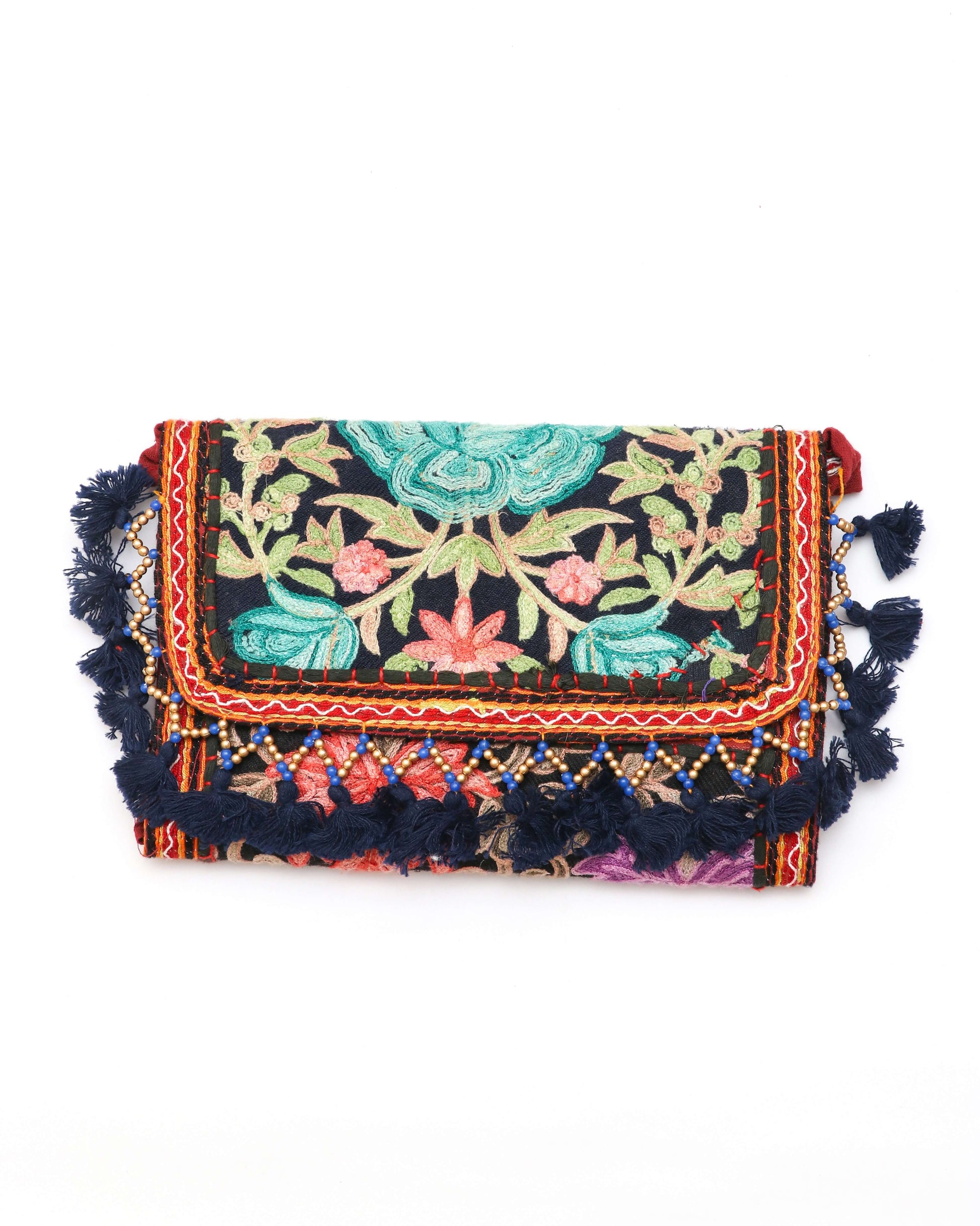 Colurfull Handmade Embroidered purse with strap