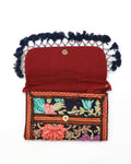 marun color Handmade Embroidered open purse with strap