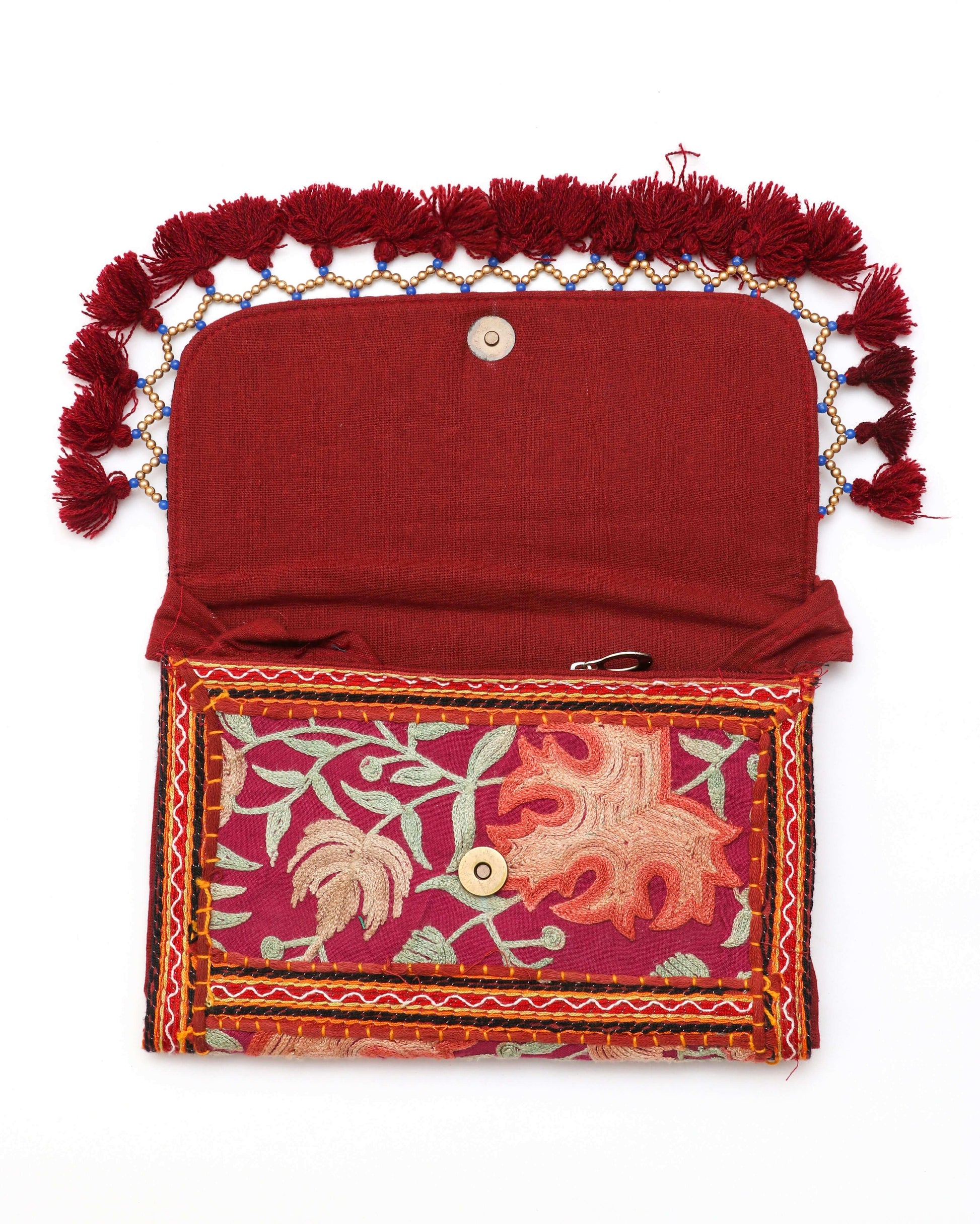 Marun color Handmade Embroidered purse with strap