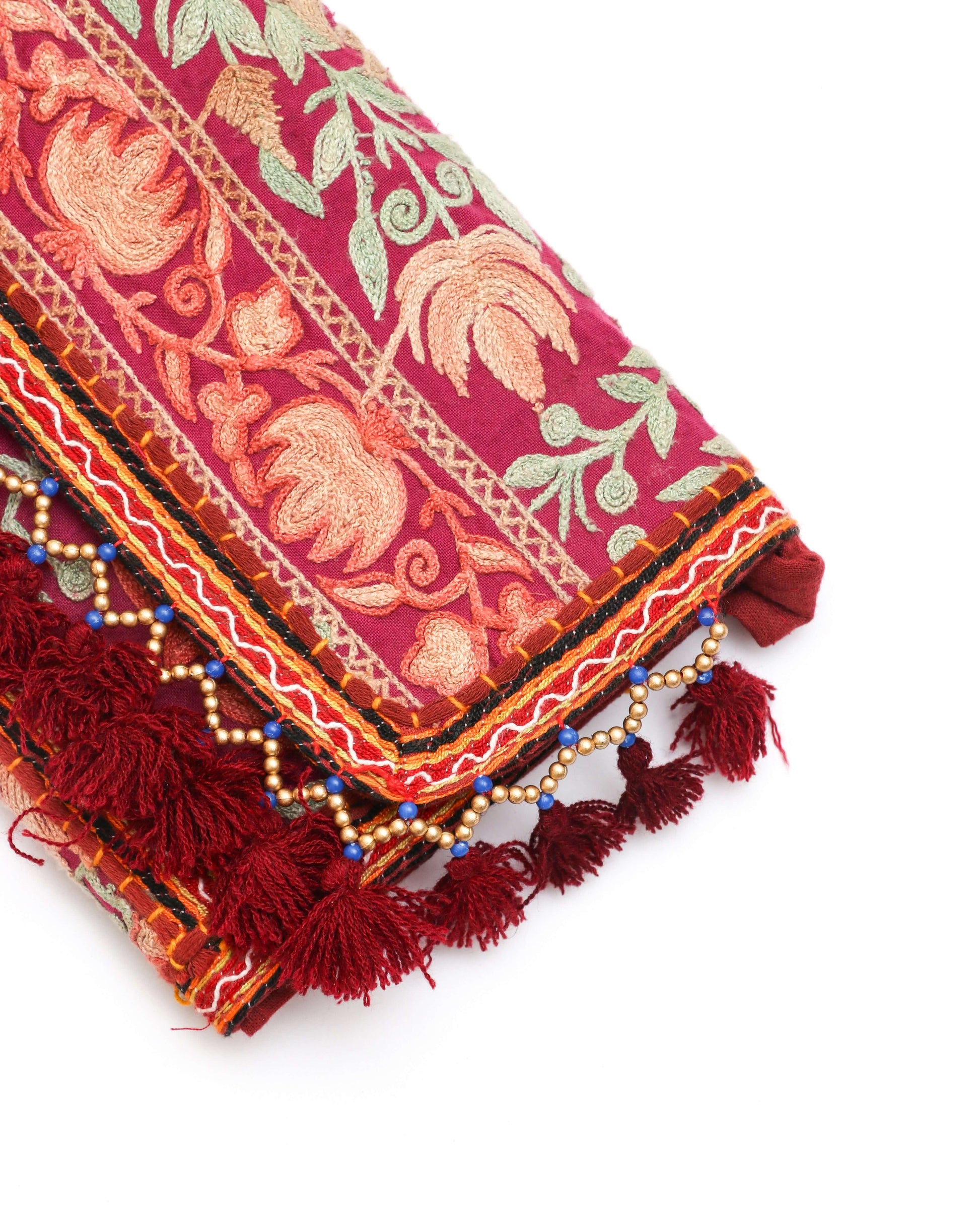 pink color design Handmade Embroidered purse with strap