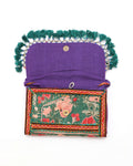 Purple color design Handmade Embroidered open purse with strap