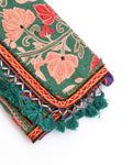 Green Handmade Embroidered purse with strap