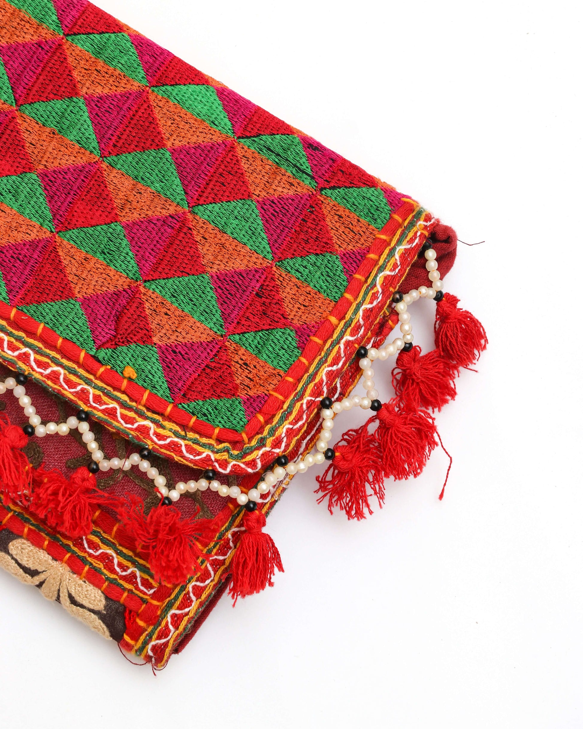 Handmade Embroidered purse with strap one side photo