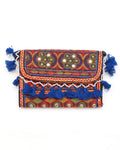Blue color design Handmade Embroidered purse with strap