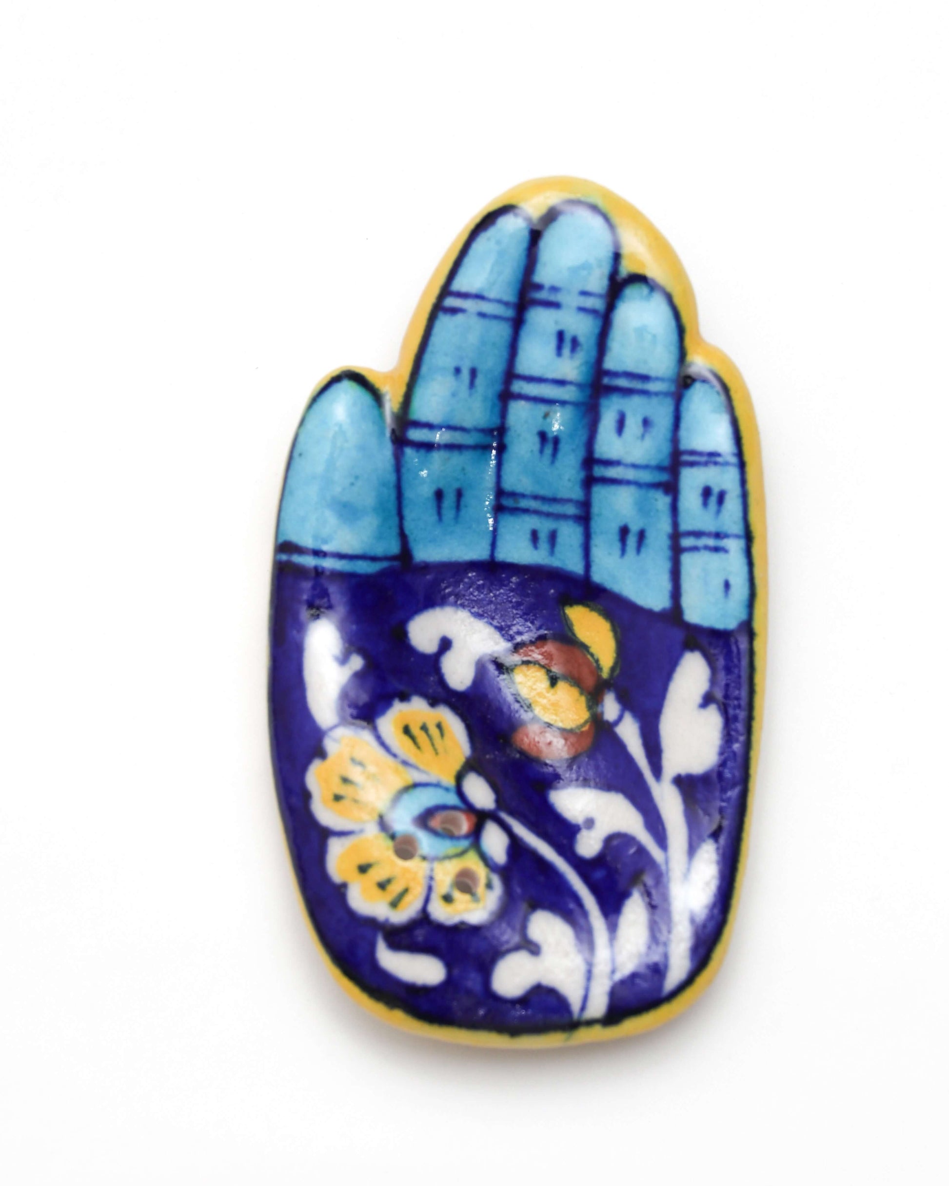 Blue Ceramic single hand incense holdere