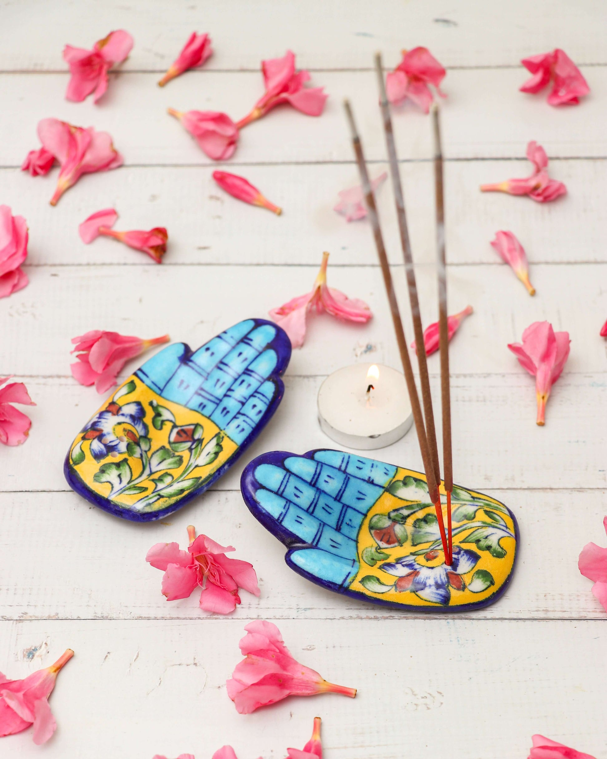 Ceramic hand incense holder