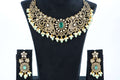 Green Victorian necklace set with earrings