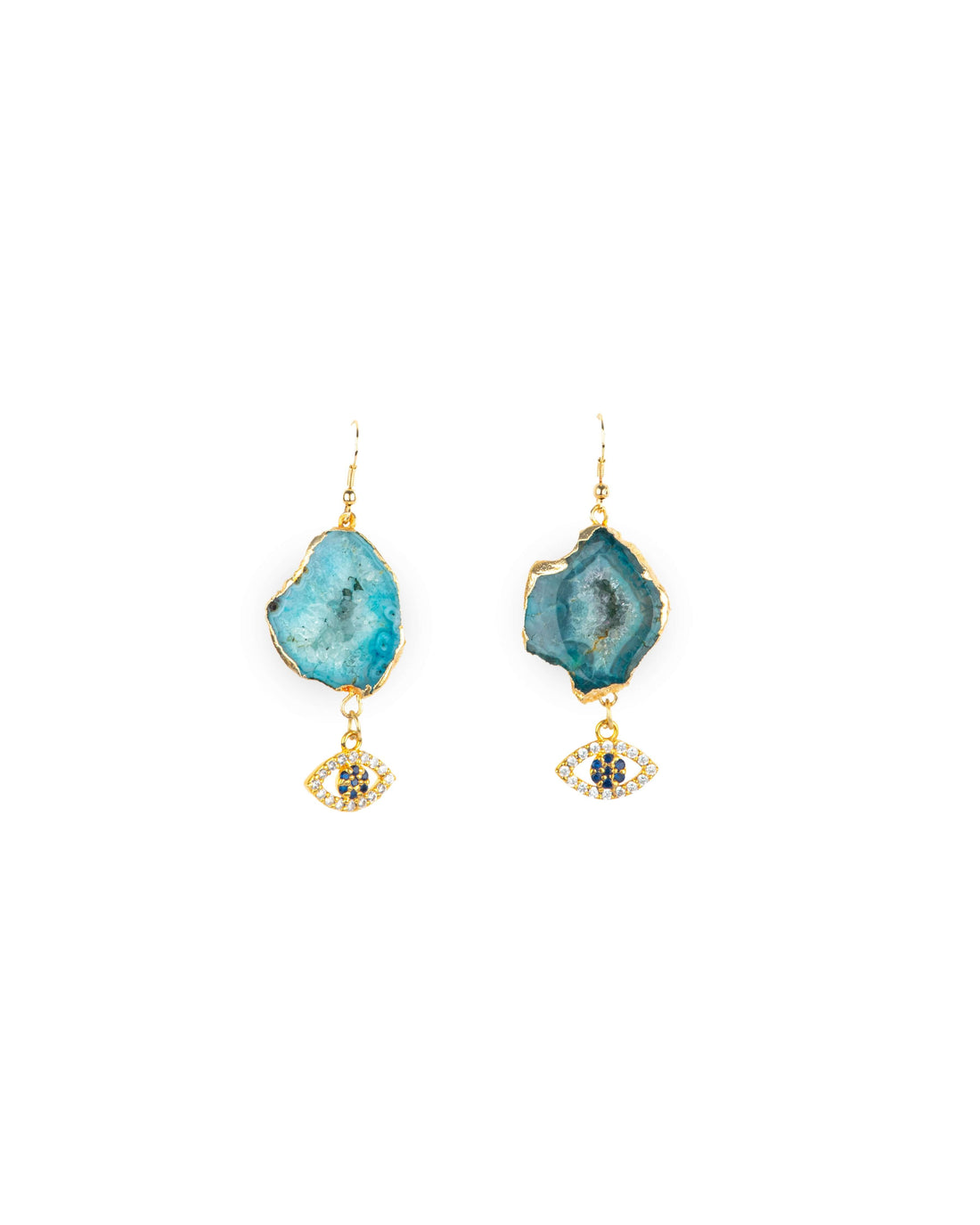 Agate Earrings hanging on the wooden base